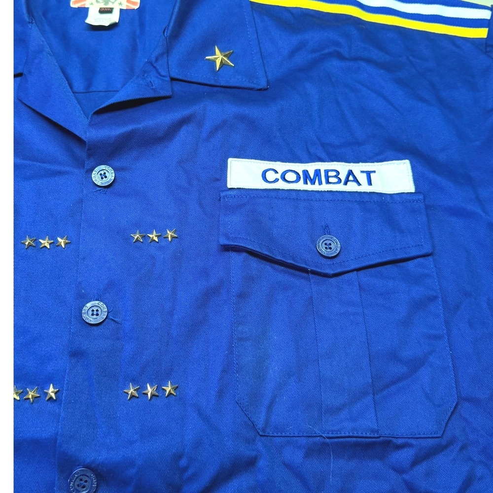 Regal Military Combat Shirt Blue Button Front Uniform Costume Men's 3XL Y2K Rap - Picture 9 of 12